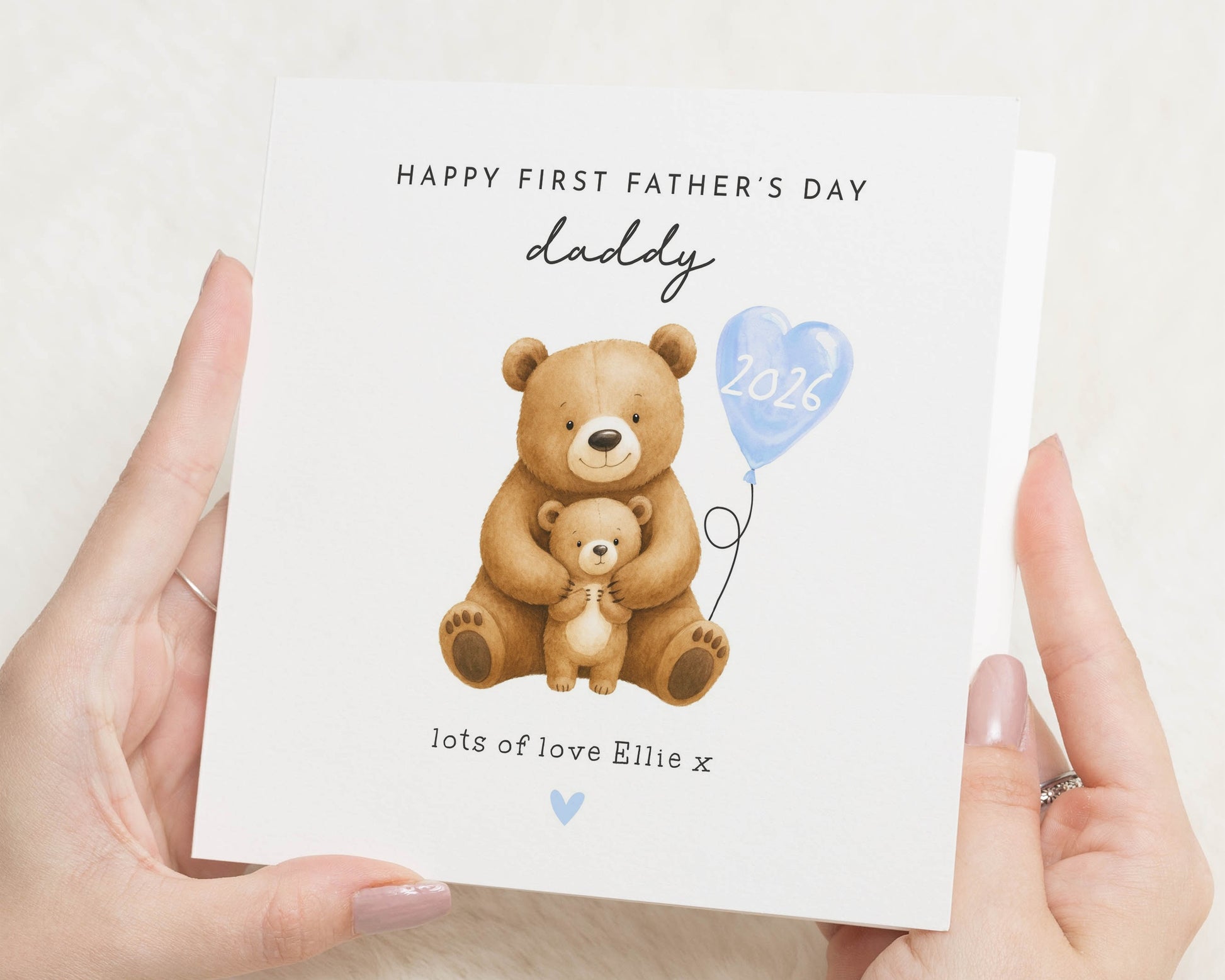 First Fathers Day Card for Daddy, Personalised Fathers Day Card from Baby, Bear Card for Dad, Cute Father's Day Card