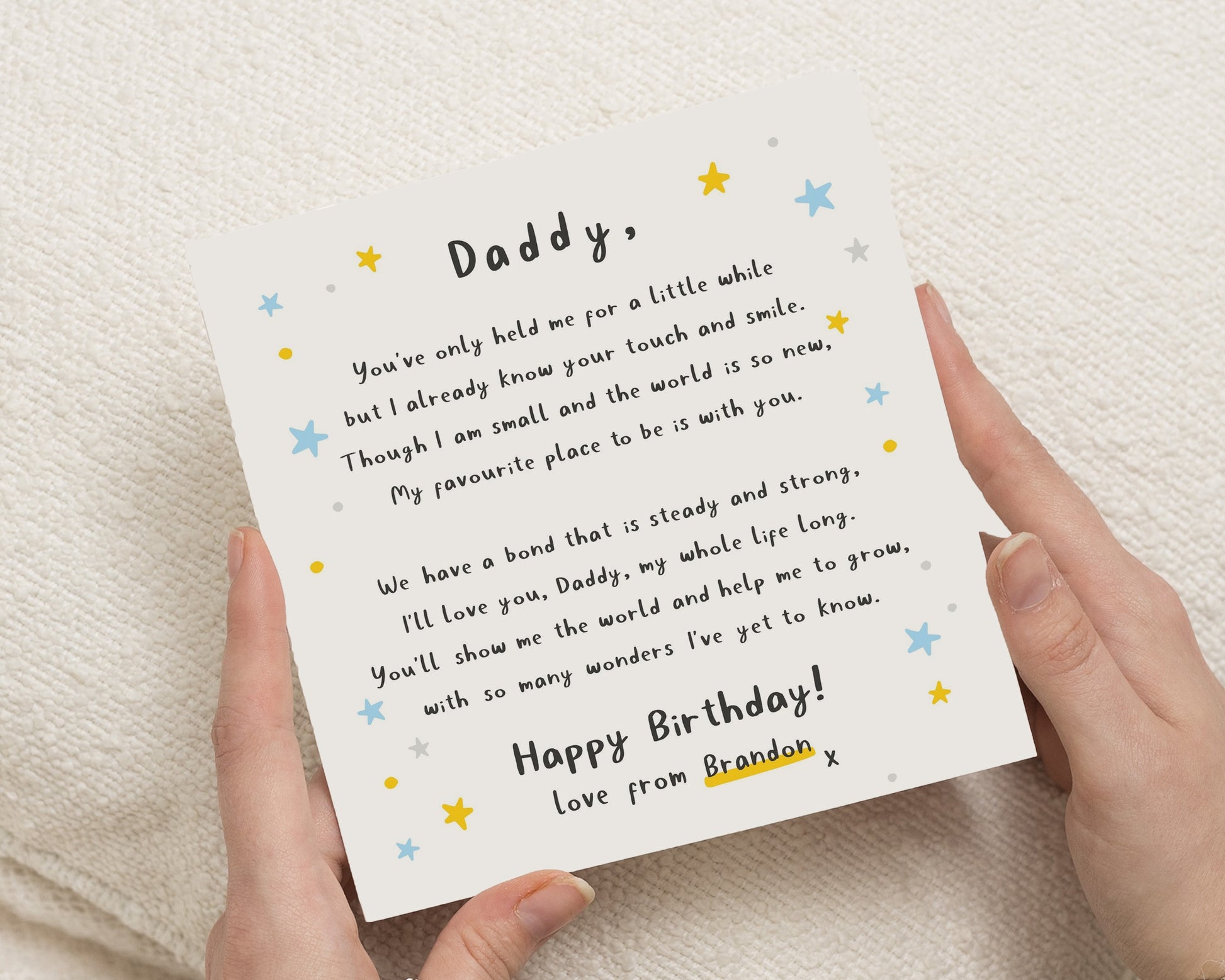 Birthday Card for Daddy from Baby, Dad Birthday Card from Baby, Birthday Cards for Dad, Personalised Poem Birthday Card for Daddy