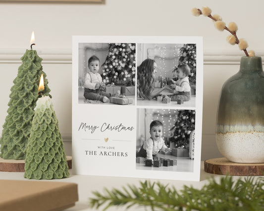 Personalised Photo Christmas Card, Square Christmas Card, Family Christmas Card, Pack of 10, 20, 50 or 100, Custom Christmas Card
