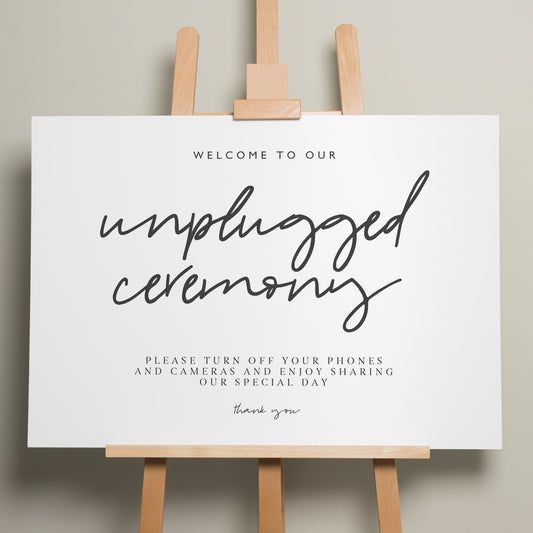 Simple Wedding Sign, Unplugged Ceremony Wedding Sign, Minimalistic Wedding Signage, Calligraphy Wedding Sign, Modern Design &#39;Chelsea&#39;