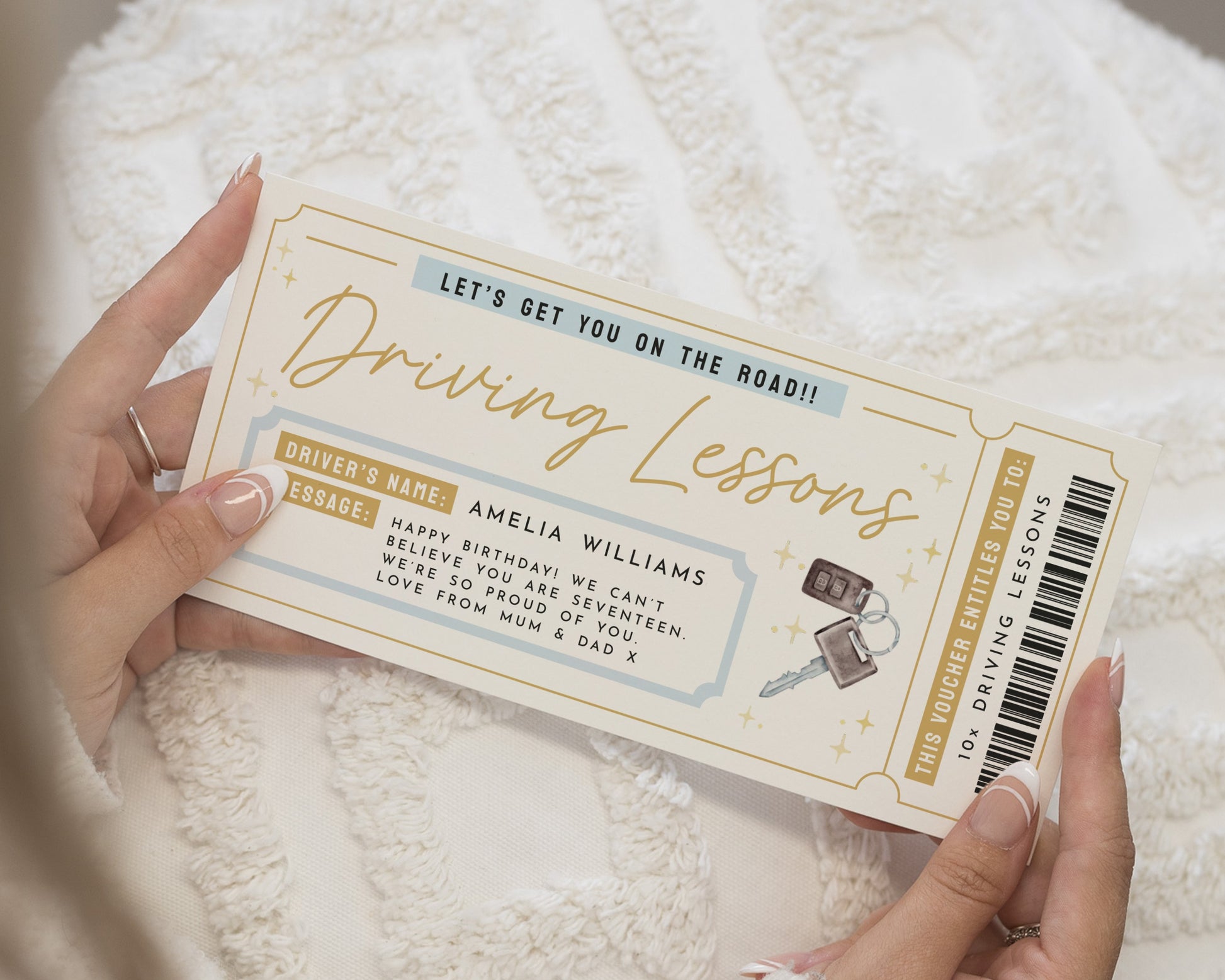 Personalised Driving Lessons Gift Voucher, Birthday Gift For Daughter, Son, Custom Driving Gift