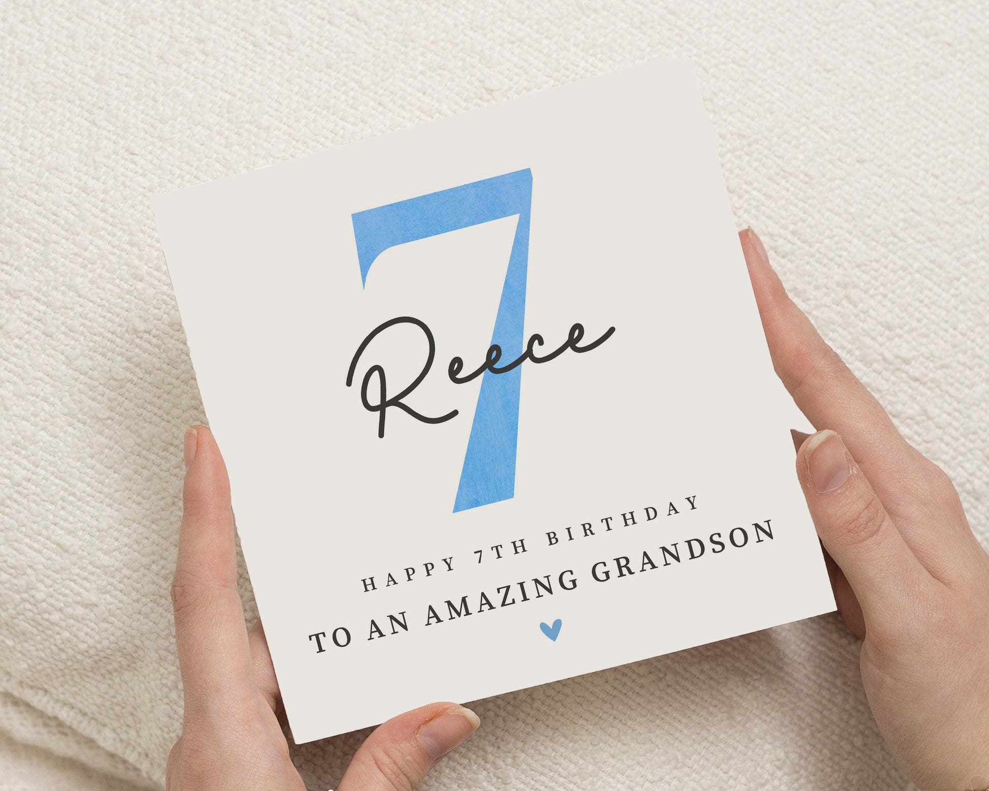 Personalised 7th Birthday Card for Grandson, Birthday Card for Boy, Grandson Birthday Card, Custom Name Birthday Card, Age 7 Card