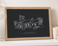 Personalised Wedding Venue Print, Black Wall Art, Church Line Art, Wedding Gift for Couple, Anniversary Gift, Landscape Print