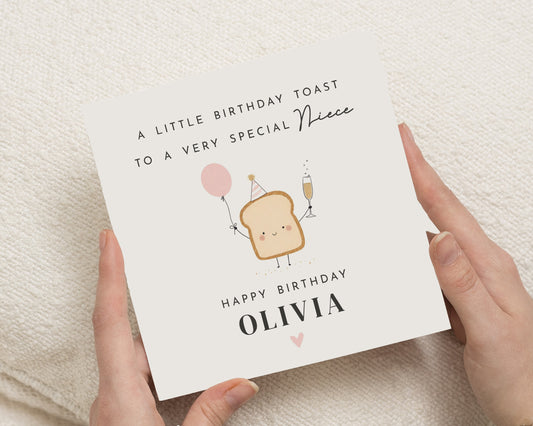 Birthday Card for Niece, Personalised Niece Birthday Card, Cute Birthday Card for Girl, Funny Birthday Toast Card, Birthday Card