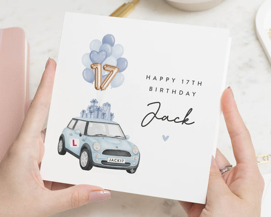 17th Birthday Card, Personalised Birthday Card for Him, 17th Birthday Card for Boy, Car Birthday Card, Son, Grandson, Nephew