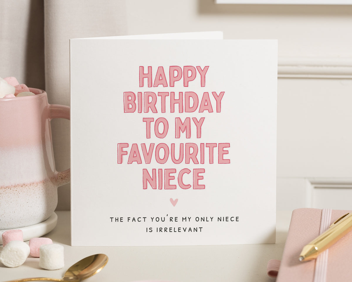 Niece Birthday Card, Birthday Card for Niece, Funny Birthday Card for Niece, Favourite Niece Card, Cute Birthday Cards for Her