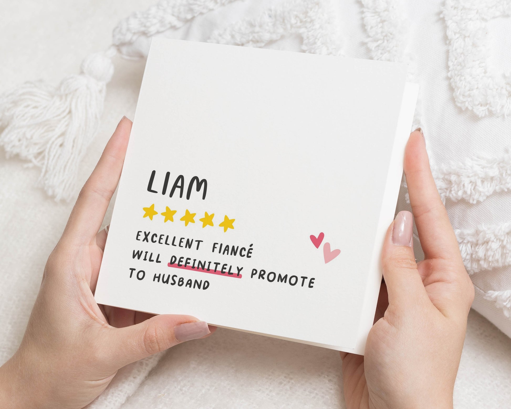 Fiancé Card Funny, Personalised Engagement Card, Promotion to Husband Card, Romantic Card for Him, Custom Card for Fiancé, Five Star Rating