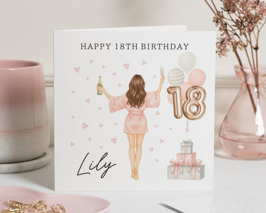 18th Birthday Card for Her, Personalised Birthday Card, Birthday Card for Daughter, Best Friend Birthday Card, Cute 18th Card