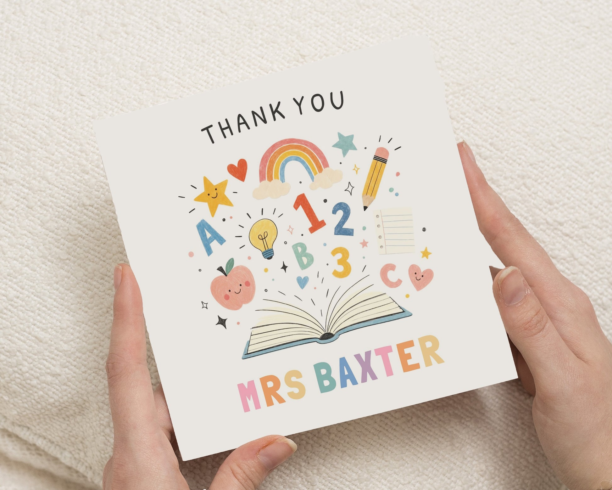 Teacher Thank You Card, Personalised Teacher Card, Thank You Teacher Card, Teaching Assistant Card, Nursery Teacher Card, School Thank You