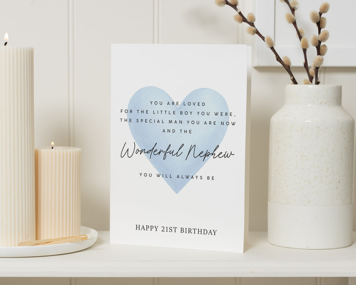 21st Birthday Card for Nephew, Nephew 21st Birthday Card, Birthday Card for Him, Special Nephew Card, Poem Birthday Card for Nephew