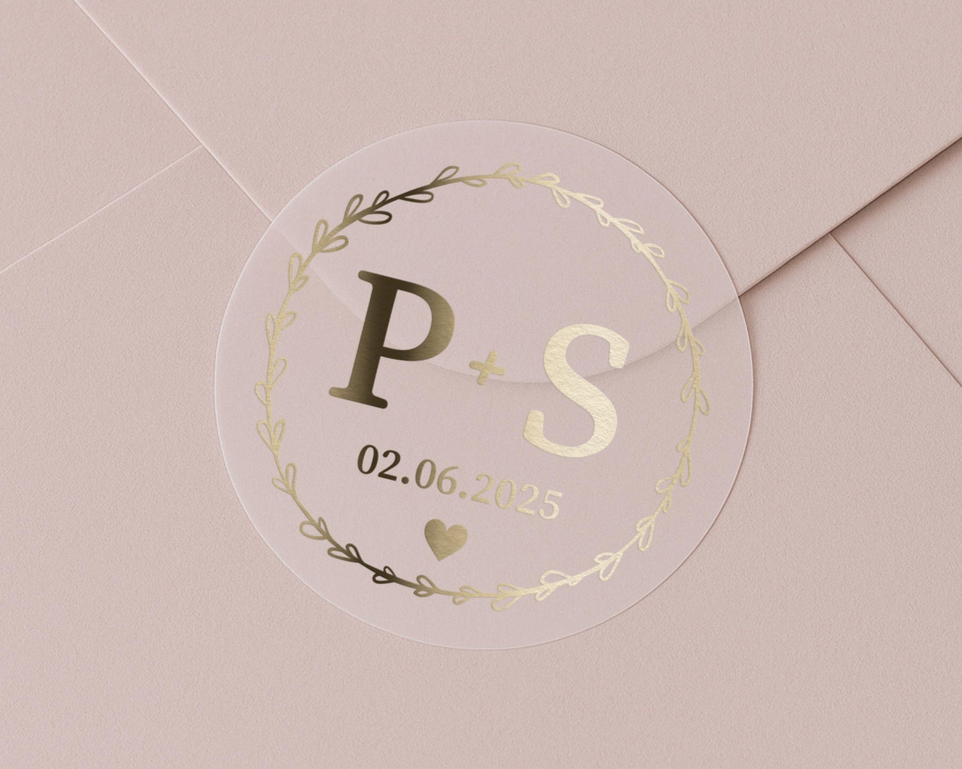 Personalised Wedding Initials Sticker, Gold Foil Wedding Sticker, Custom Envelope Seal, Wedding Date Sticker, Monogram Wedding Label