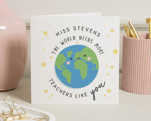 Teacher Thank You Card, Personalised Thank You Card for Teacher, Thank You Card for Her, Cute Teacher Card, End of Term Card
