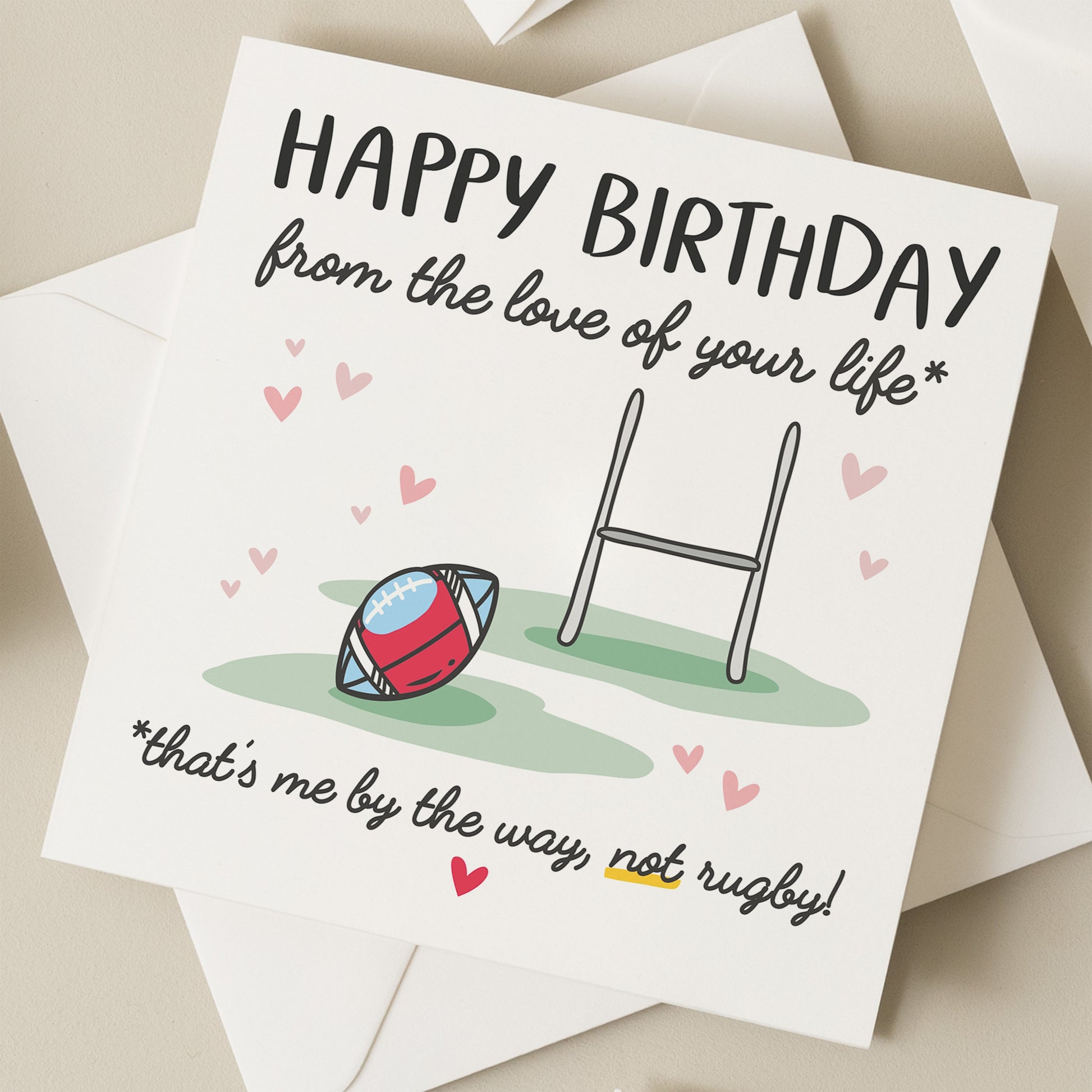 Rugby Birthday Card, Funny Birthday Card For Boyfriend, Happy Birthday From Love Of Your Life, Joke Card, Husband Birthday, Rugby Player