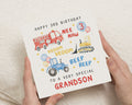 3rd Birthday Card for Grandson, 3rd Birthday Card Boy, Grandson Birthday Card, Third Birthday Card, Digger Tractor Fire Engine Card