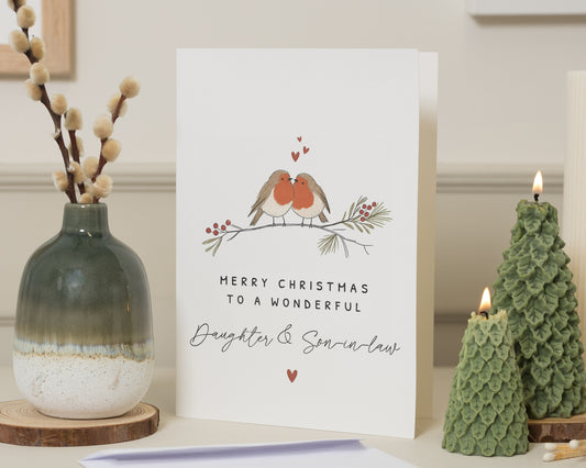 Daughter and Son in Law Christmas Card, Christmas Card for Daughter, Son in Law Christmas Card, Robin Christmas Card, Cute Xmas Card