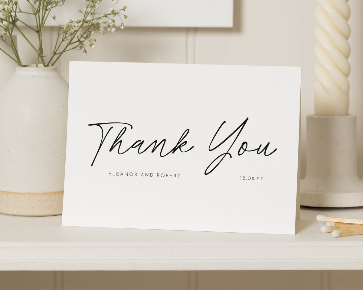 Personalised Wedding Thank You Cards, Wedding Thank You Cards, Folded Thank You Cards, Minimal Thank You Card, Thank You Card for Wedding