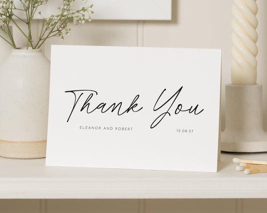 Personalised Wedding Thank You Cards, Wedding Thank You Cards, Folded Thank You Cards, Minimal Thank You Card, Thank You Card for Wedding