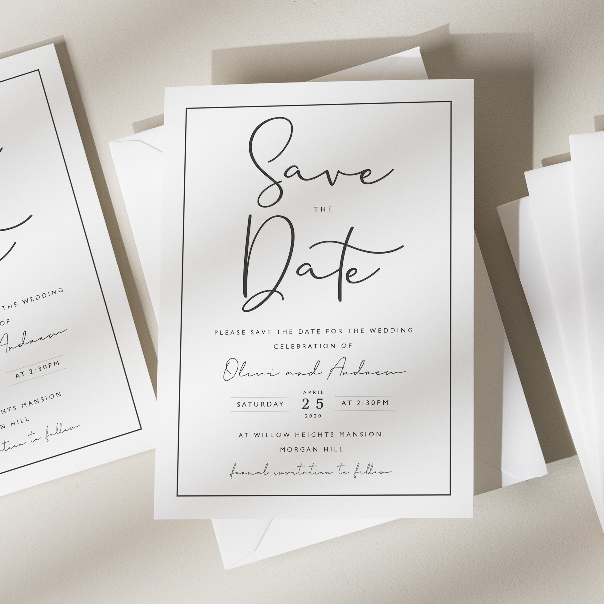 Save The Dates, Simple Save The Date Cards, Modern Save The Date, Wedding Announcement Cards, Wedding Postcard, Minimalist &#39;Olivia&#39;