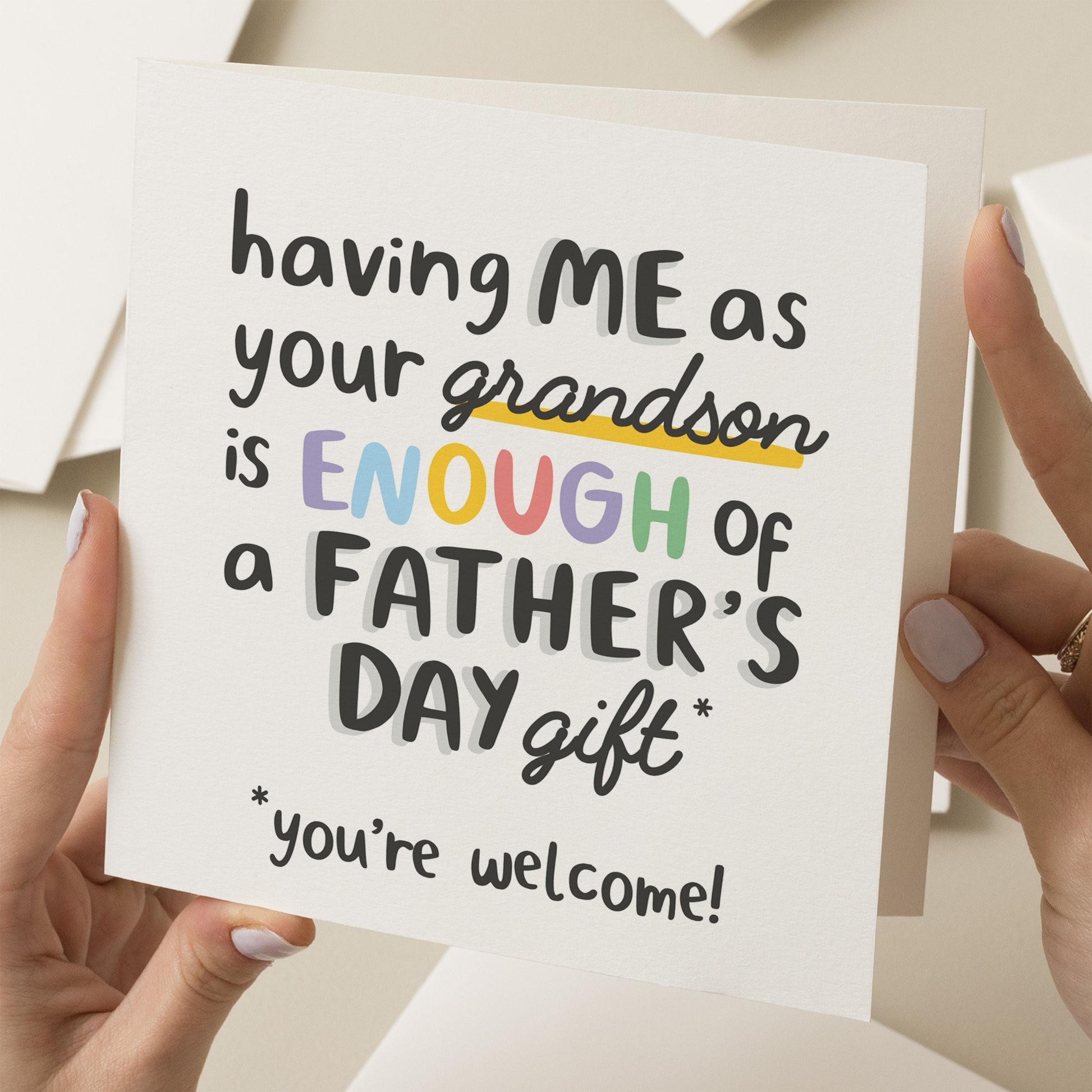 Grandad Funny Fathers Day Card From Grandson, Fathers Day Gift For Grandad, Having Me as Your Grandson Is Enough Of a Gift, Grandad Gift