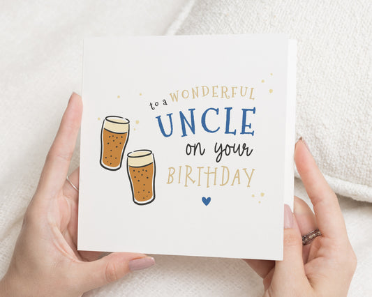 Uncle Birthday Card, Birthday Card for Uncle, Beer Theme Birthday Card, Simple Birthday Card for Him, Birthday Cards for Men