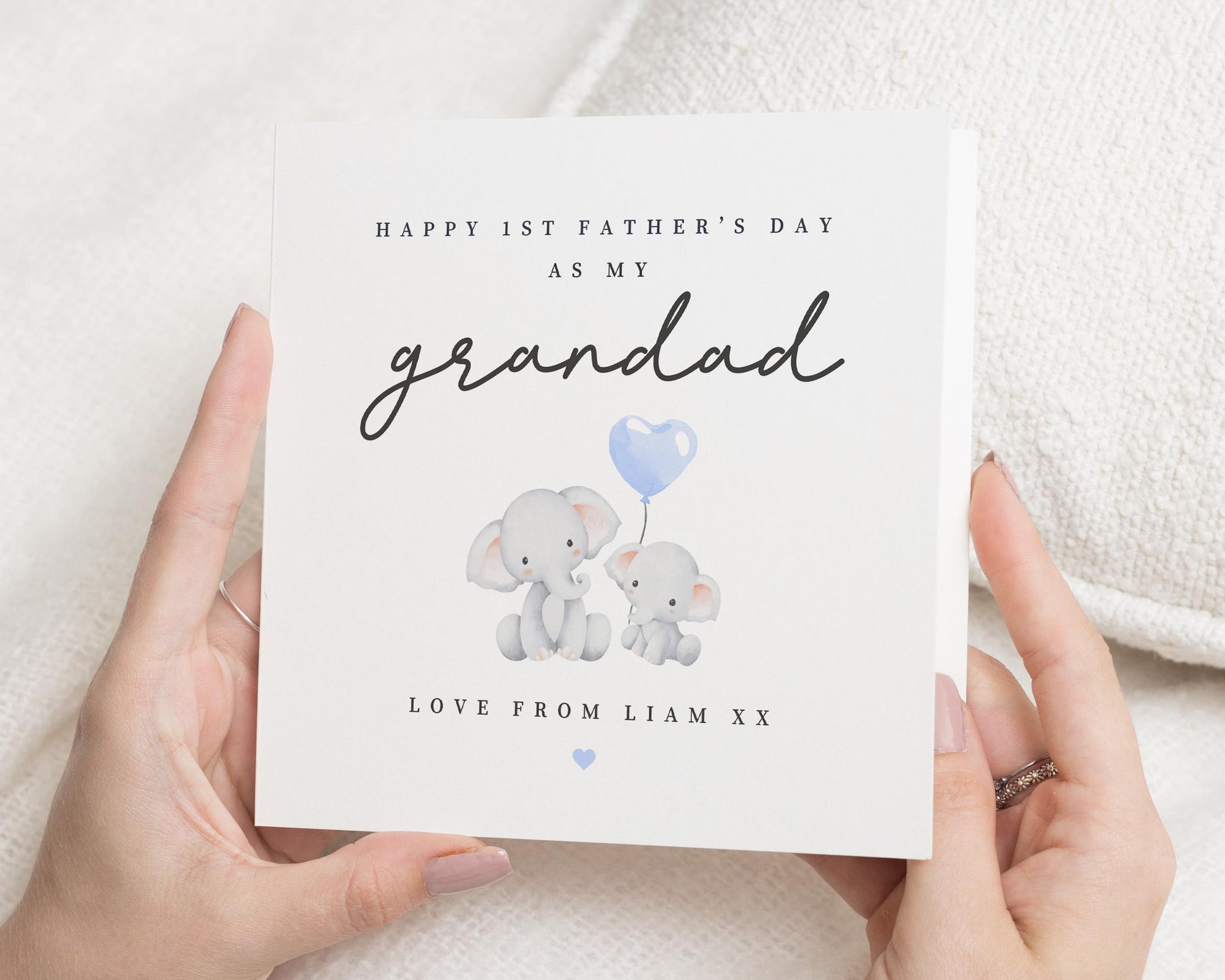 1st Fathers Day Card for Grandad, Personalised Fathers Day Card from Baby, Cute Elephant Card, Fathers Day Card for Him, Grandad Card