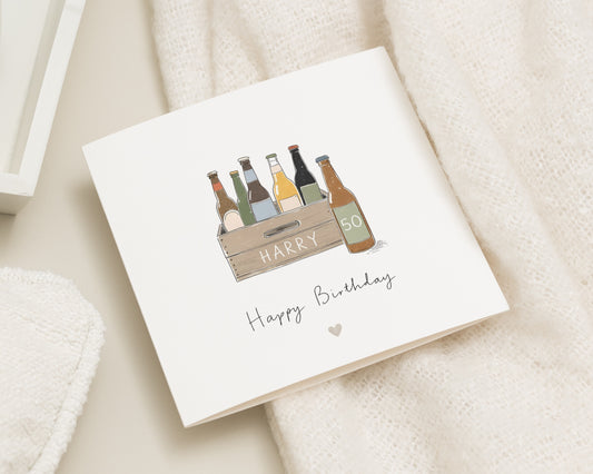50th Birthday Card for Him, Personalised Birthday Card, Beer Birthday Card, 50 Birthday Card, Dad Birthday Card, Husband Birthday Card