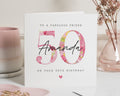 Personalised 50th Birthday Card, Birthday Card for Friend, Best Friend Birthday Card, 50th Birthday Card for Her, Floral Birthday Card
