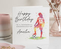 Birthday Card for Granddaughter, Personalised Football Birthday Card, Birthday Card for Girl, Custom Name Birthday Card