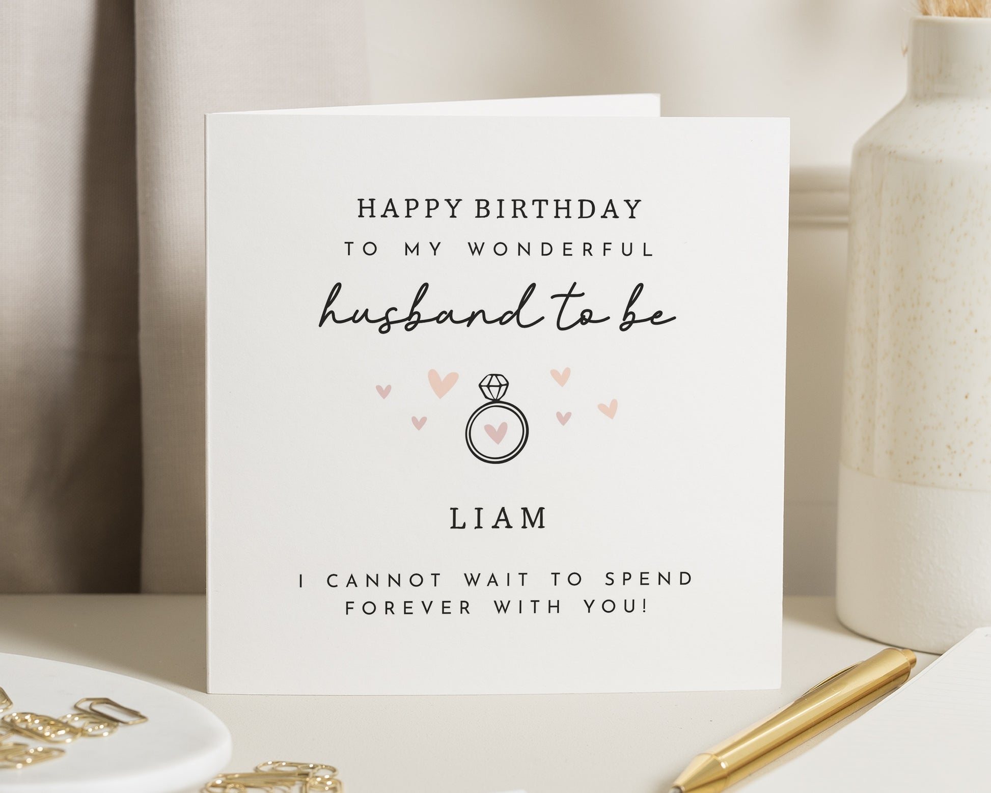 Birthday Card for Husband to Be, Personalised Birthday Card, Romantic Birthday Card for Fiancé, Custom Engagement Card