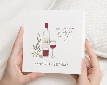 70th Birthday Card, Wine Birthday Card, 70th Birthday Card for Him, Birthday Card for Her, Fine Wine Birthday Card for Dad or Mum