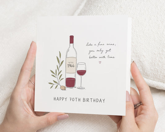 70th Birthday Card, Wine Birthday Card, 70th Birthday Card for Him, Birthday Card for Her, Fine Wine Birthday Card for Dad or Mum