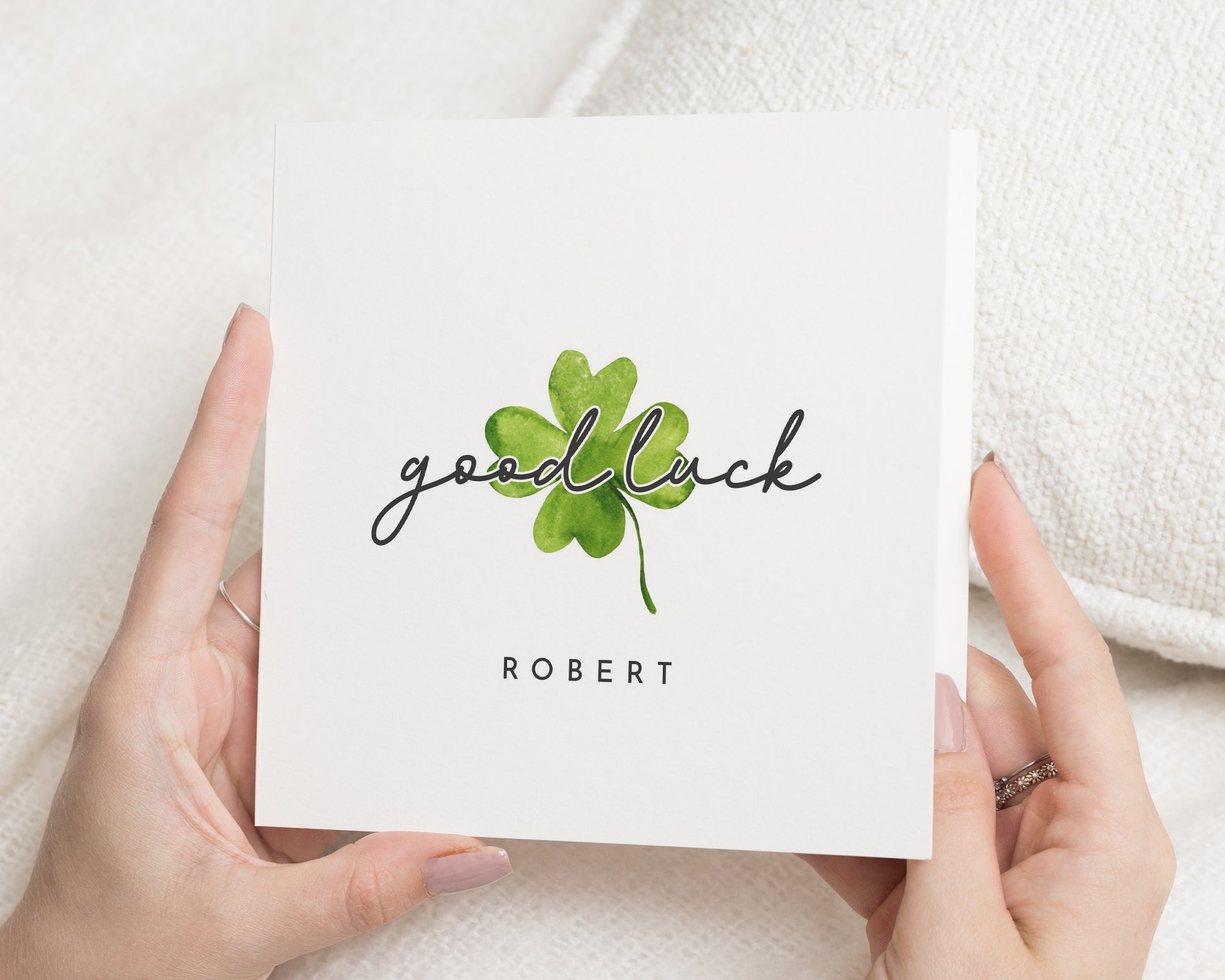 Good Luck Card, Personalised Good Luck Card, Good Luck Card for Him, Good Luck Card for Her, Four Leaf Clover Card