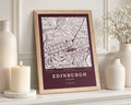 Personalised Map Print, Custom Location Map, Burgundy Wall Art, Coordinates Print, New Home Gift, Anniversary Gift, Oak Framed Print