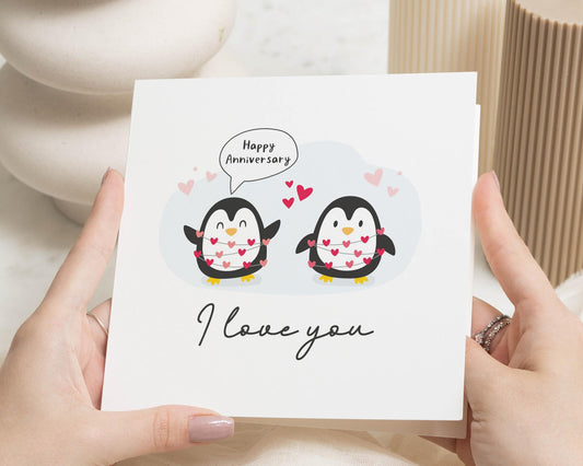 Anniversary Card, Happy Anniversary Card, I Love You Card, Penguin Anniversary Card, Cute Anniversary Card for Him or Her