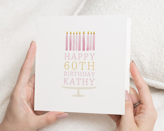 60th Birthday Card, Personalised Birthday Card, Birthday Card for Her, Custom 60th Card, Simple Birthday Card for Women