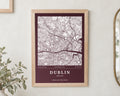 Personalised Map Print, Custom Location Wall Art, Burgundy Wedding Gift, Gift for Couple, Engagement or Anniversary Print