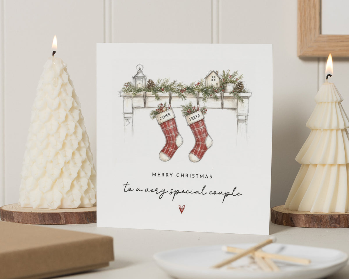 Christmas Card for Couple, Personalised Christmas Card, Christmas Card for Couples, Special Couple Card, Stocking Xmas Card, Xmas Card