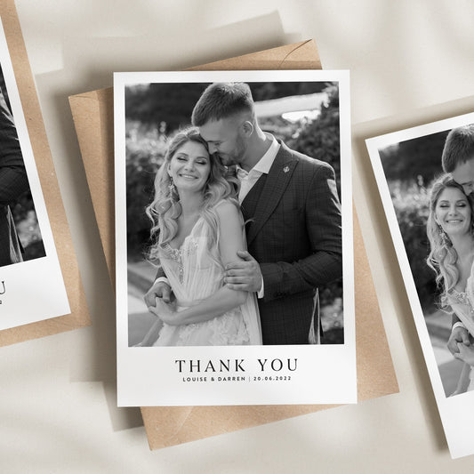 Calligraphy Photo Thank You Wedding Cards, Simple Thank You Wedding Cards, Wedding Thank You Cards With Photo, Thank You With Envelopes