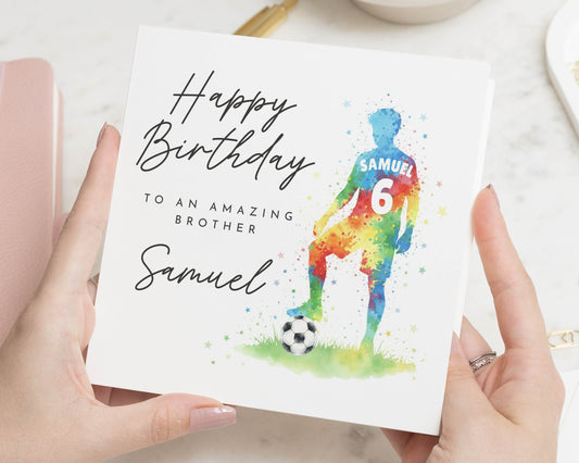 Birthday Card for Brother, Personalised Football Birthday Card, Birthday Card for Him, Custom Name Birthday Card, Footballer Card