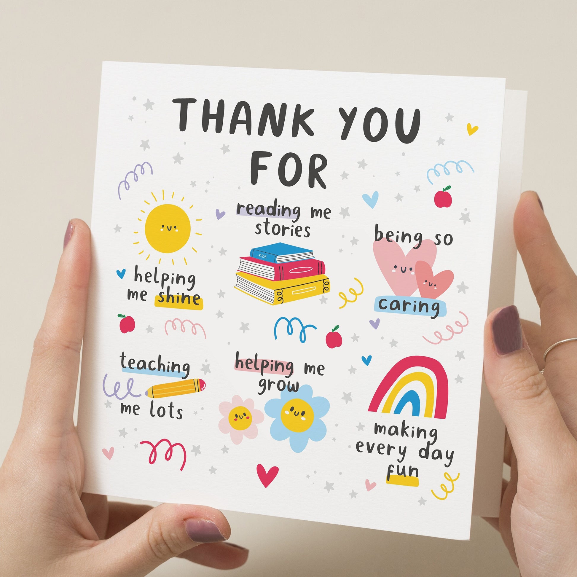 Teacher Thank You Card, School Thank You Card, End of Term Gift For Teachers, Nursery Worker Card, Cute Thankyou Card For Teacher, Cute Gift