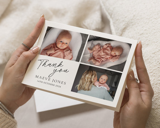 Personalised Baby Thank You Cards, Birth Announcement Card, Photo Thank You Card, Minimal Baby Thank You Card, Folded Thank You Cards