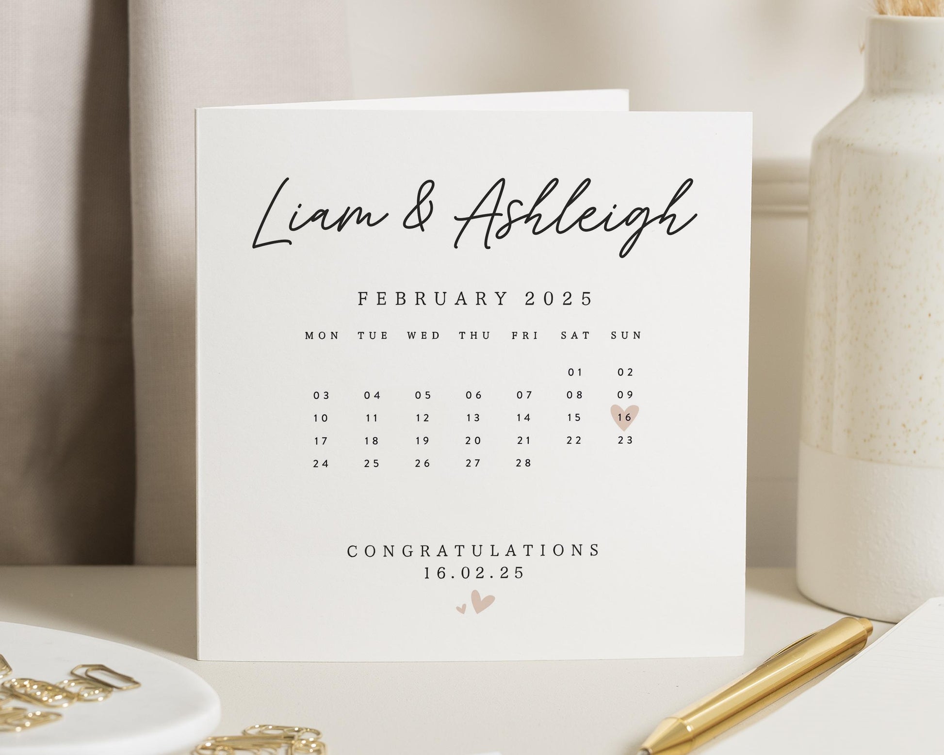Engagement Card Personalised, Wedding Card, Engagement Card for Couple, Personalised Congratulations Card, Calendar Card