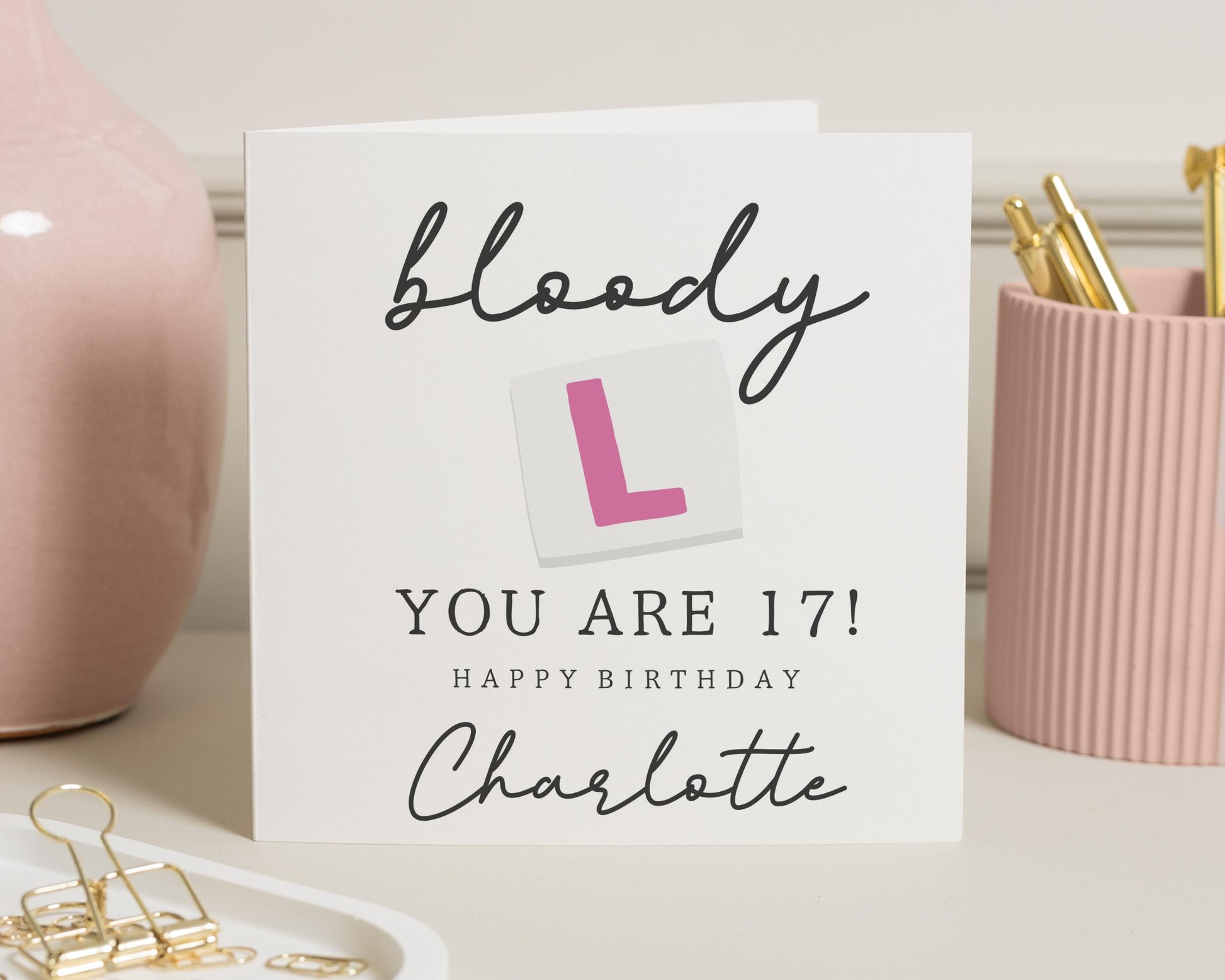 17th Birthday Card for Her, Funny 17th Birthday Card, Personalised Birthday Card for Daughter, L Plate Birthday Card, Girl Birthday Card