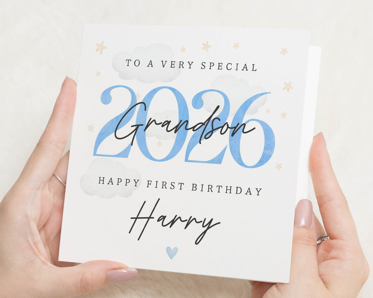 Grandson 1st Birthday Card, First Birthday Card for Grandson, Personalised Birthday Card for Boy, 1st Birthday Cards for Grandson