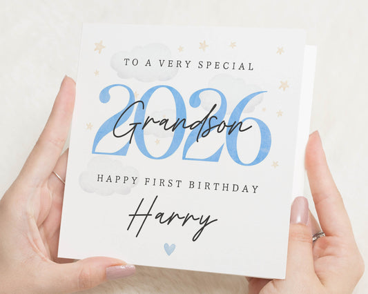 Grandson 1st Birthday Card, First Birthday Card for Grandson, Personalised Birthday Card for Boy, 1st Birthday Cards for Grandson
