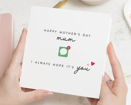 Mother's Day Card for Mum, Funny Mothers Day Card, Text Message Card for Mum, Cute Mothering Sunday Card, Card for Her, Simple Modern Card