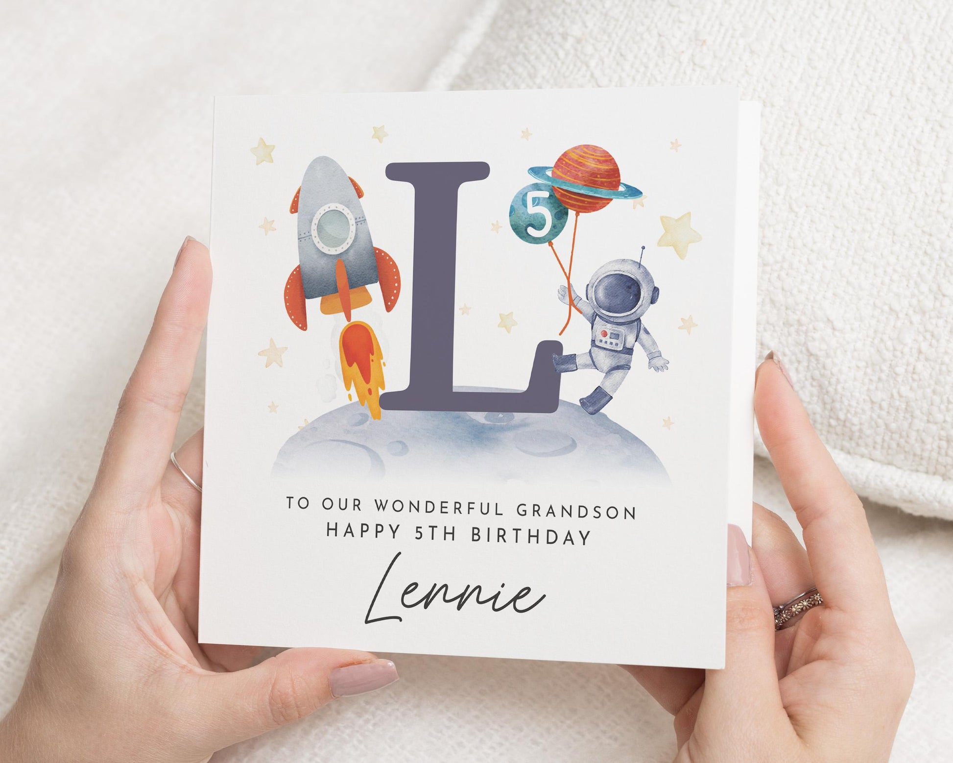 5th Birthday Card for Grandson, Personalised Space Birthday Card, Grandson Birthday Card, Astronaut Birthday Card, Rocket Card