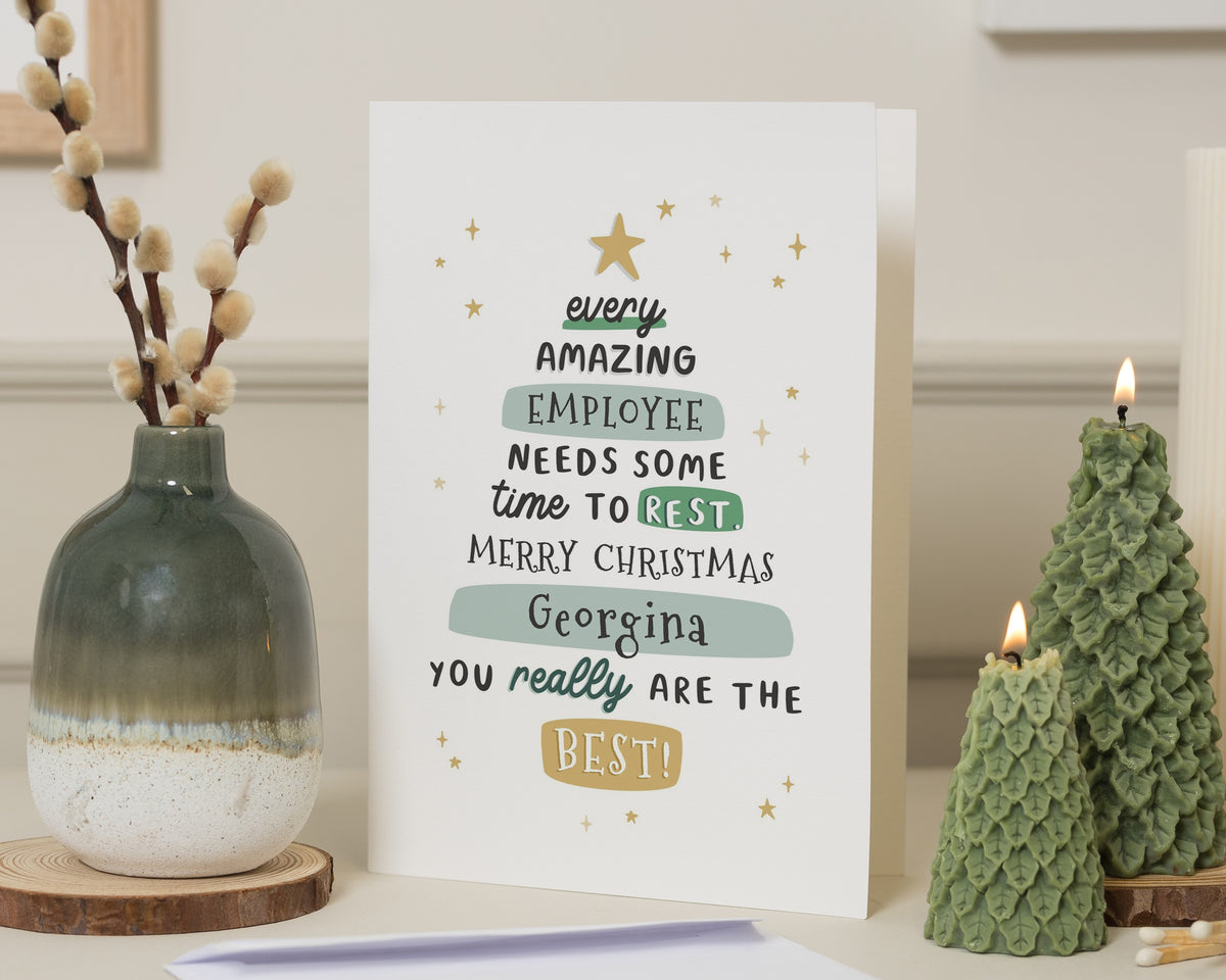 Employee Christmas Card, Staff Christmas Card, Personalised Christmas Card for Work Colleague, Workplace Xmas Card, Thank You Card