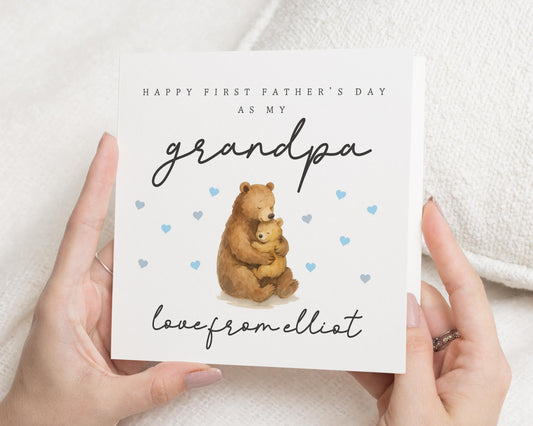 First Fathers Day Card For Grandpa, Fathers Day Card From Grandchild, Bear Card, Personalised Fathers Day Card, Cute Fathers Day Card