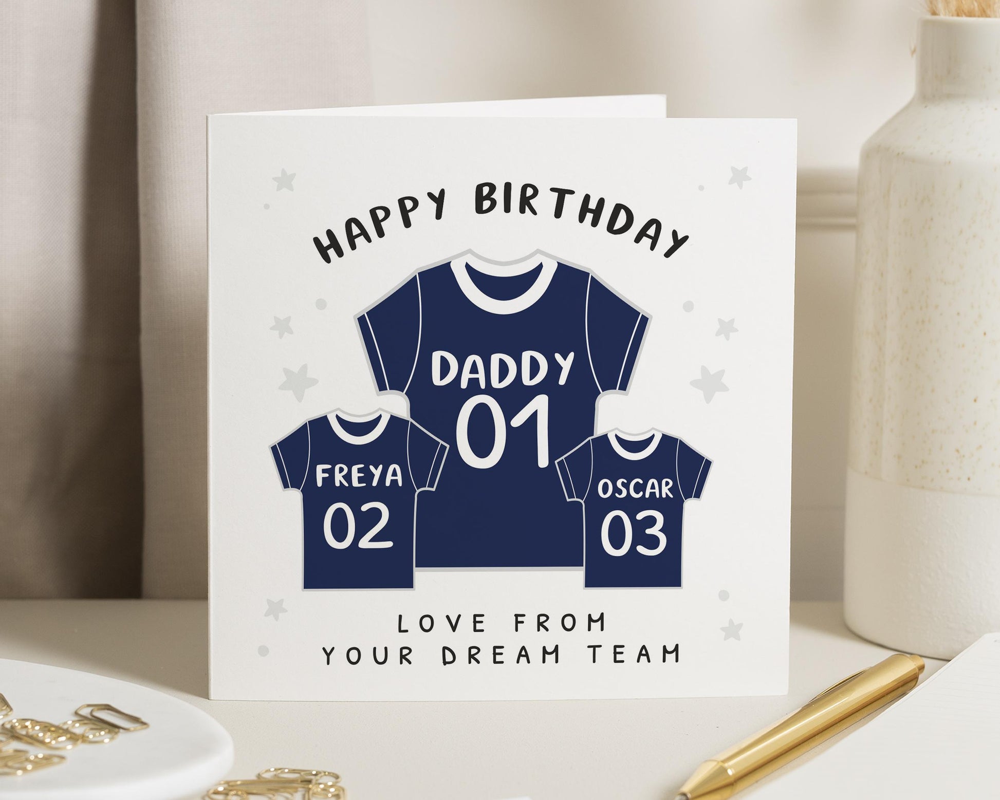 Birthday Card for Daddy, Daddy Birthday Card from Kids, Personalised Football Card, Birthday Card for Dad, Card from Children